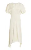 Stella Mccartney Envers Satin V-neck Dress In Yellow
