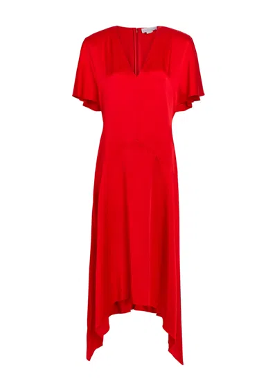 Stella Mccartney Envers V-neck Satin Midi Dress In Red
