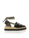Stella Mccartney Stella Mc Cartney Gaia Wedge Espadrillas In Black