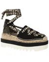 Stella Mccartney Black Organic Canvas Gaia Platform Espadrilles