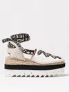 Stella Mccartney Canvas Lace-up Espadrillas With Comfortable Wedge Heel In Natural