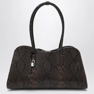 Stella Mccartney Espresso Snake-effect Mini Ryder Tote Bag In Brown