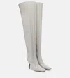 Stella Mccartney Square-toe Patent Thigh-high Stiletto Boots In Gray
