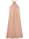 Stella Mccartney Chain Halterneck Satin Maxi Dress In Nude & Neutrals