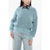 Stella Mccartney Eyelash Wool Blend Crew Neck Pullover In Blue