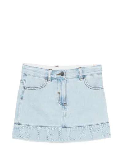 Stella Mccartney Eyelet-embellished Skirt In Blue