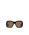 Stella Mccartney Black Oversized Square Sunglasses In Brown