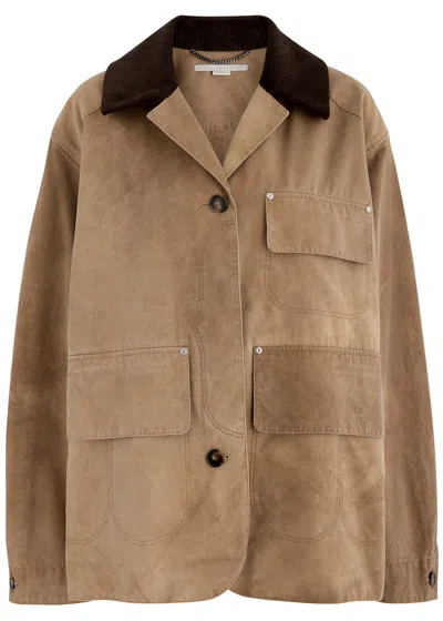 Stella Mccartney Faded Cotton Harrington Jacket In Brown Camel