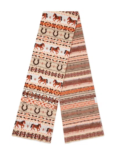 STELLA MCCARTNEY FAIR ISLE HORSE HORSESHOE PATTERN SCARF