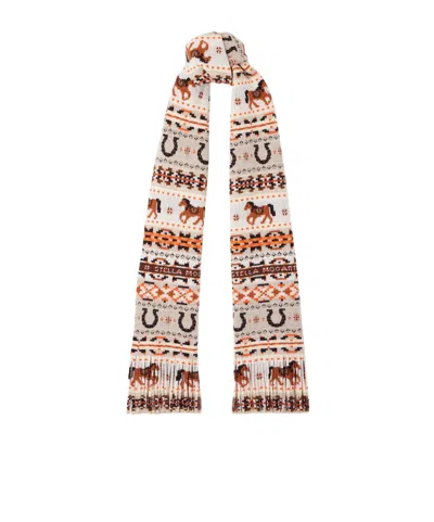 Stella Mccartney Fair Isle Horse Horseshoe Pattern Scarf In Pink