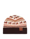 Stella Mccartney Fair Isle Horse-pattern Label Beanie In Brown