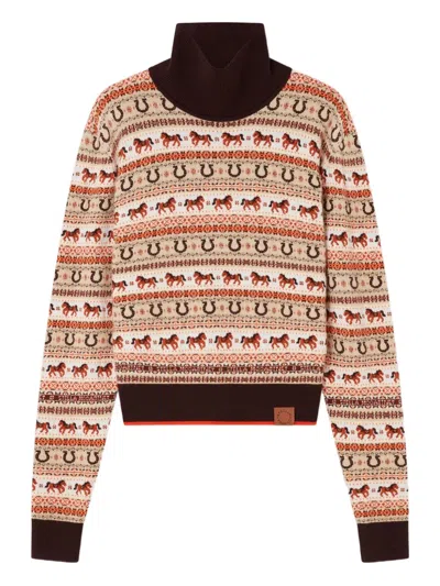 Stella Mccartney Fair Isle Patterned Roll-neck Sweater In Neutral
