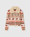Stella Mccartney Fair Isle Plush-collar Wool Cardigan In Multi