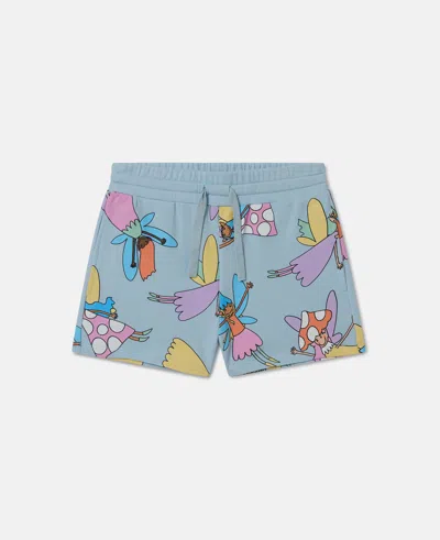 Stella Mccartney Fairies Print Drawstring Shorts In Blue