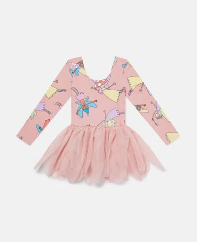 Stella Mccartney Kids' Fairies Print Tulle Petals Dress In Pink