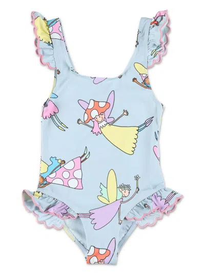Stella Mccartney Kids' Fairy-print Swimsuit In Light Blue