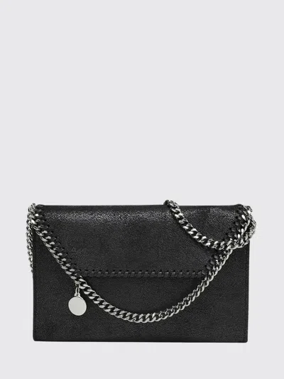 Stella Mccartney Falabella Alter Mat Wallet On Chain With Chain Trim In Black