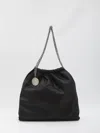 Stella Mccartney Black Shoulder Bag With Diamond-like Chain And Logo Charm On The Front In Black