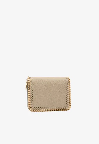 Stella Mccartney Falabella Bi-fold Wallet In Faux Leather In Neutral