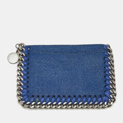 Pre-owned Stella Mccartney Falabella Blue Faux Suede Card Holder