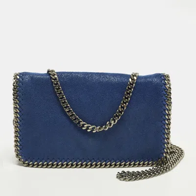 Pre-owned Stella Mccartney Falabella Blue Faux Suede Flap Crossbody Bag