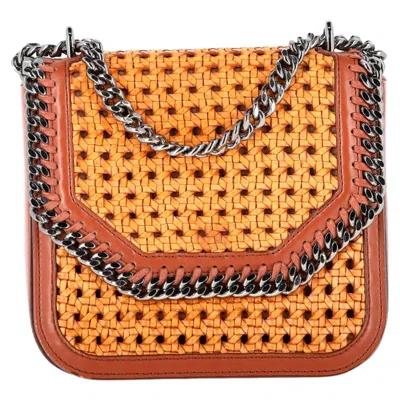 Stella Mccartney Falabella Box Basket Crossbody Bag In Brown Wicker And Leather