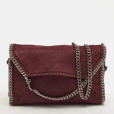 Pre-owned Stella Mccartney Falabella Burgundy Faux Leather Chain Shoulder Bag