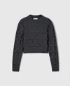 Stella Mccartney Falabella Cable-knit Crewneck Jumper In Gray