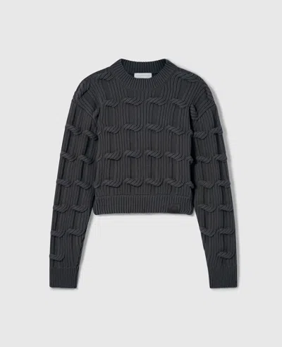 Stella Mccartney Falabella Cable-knit Crewneck Jumper In Gray