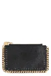 Stella Mccartney Slate Shaggy Deer Falabella Card Holder In Black