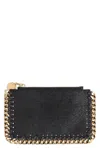 Stella Mccartney Slate Shaggy Deer Falabella Card Holder In Black