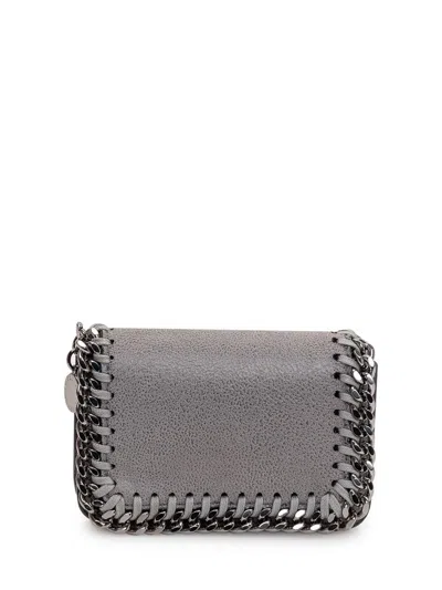 Stella Mccartney Dark Grey Shaggy Deer Falabella Coin Purse In Gray