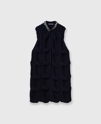 Stella Mccartney Falabella Chain Cable-knit Cape In Blu