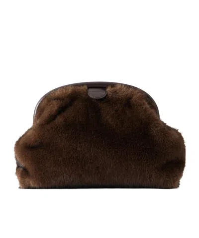 Stella Mccartney Falabella Chain Clutch Bag In Brown