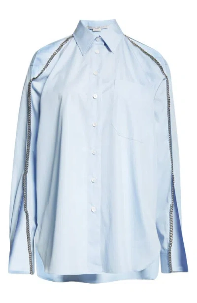 STELLA MCCARTNEY STELLA MCCARTNEY FALABELLA CHAIN DETAIL COTTON POPLIN BUTTON-UP SHIRT