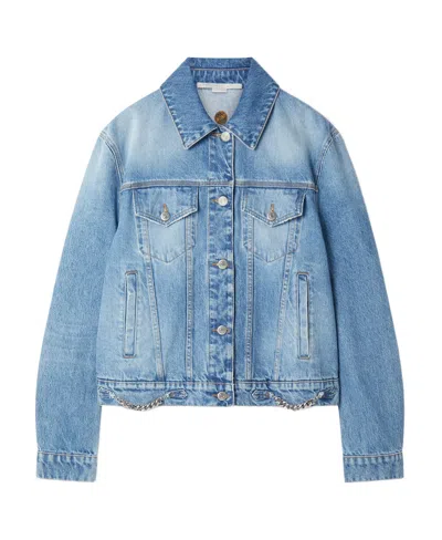 Stella Mccartney Falabella Chain-detail Denim Jacket In Blue