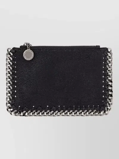 Stella Mccartney Falabella Chain Detail Keyring Cardholder In Black