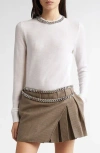 Stella Mccartney Falabella Chain Detail Virgin Wool Sweater In Natural