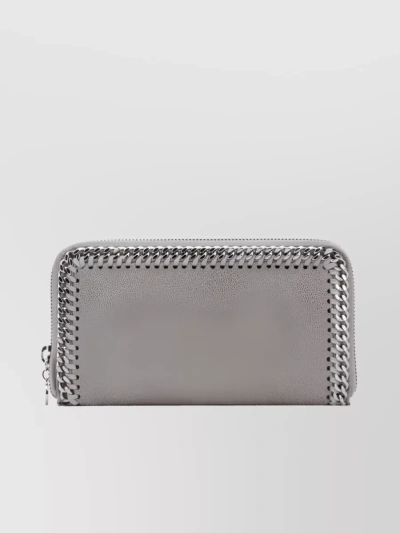 Stella Mccartney Falabella Chain Detail Zip-around Wallet In Grey