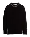 Stella Mccartney Falabella Chain Detailed Crewneck Sweater In Black