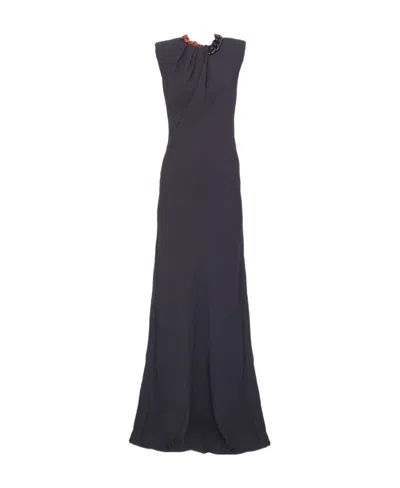Stella Mccartney Falabella Chain-embellished Sleeveless Gown In Black