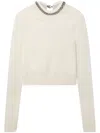 Stella Mccartney Falabella-chain Fine-knit Sweater In Neutrals