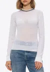 Stella Mccartney Falabella Chain Detail Virgin Wool Sweater In White