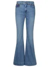 Stella Mccartney + Net Sustain Iconic Chain-embellished High-rise Flared Jeans In Blue