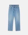 Stella Mccartney Falabella Chain Light Wash Cropped Jeans In Mid Blue