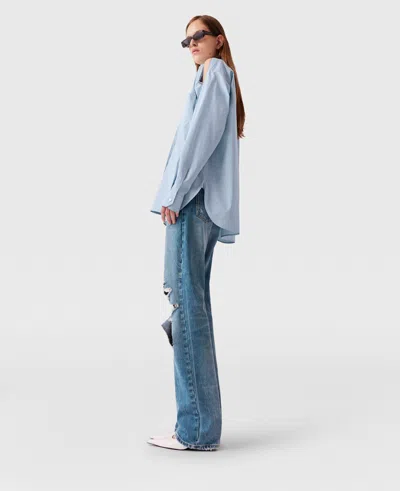 Stella Mccartney Falabella Chain Oxford Shirt In Sky Blue