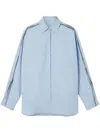 Stella Mccartney Chain-embellished Cutout Organic Cotton Oxford Shirt In Blue
