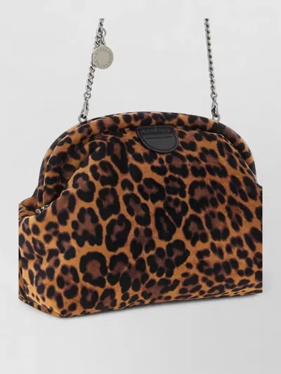 Stella Mccartney Falabella Chain Strap Clutch Leopard Motif In Animal Print