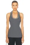 Stella Mccartney Chunky Chain Tank Top In Dark Grey Melange