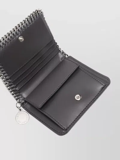 Stella Mccartney Falabella Chain Trim Foldover Bifold Wallet In Black